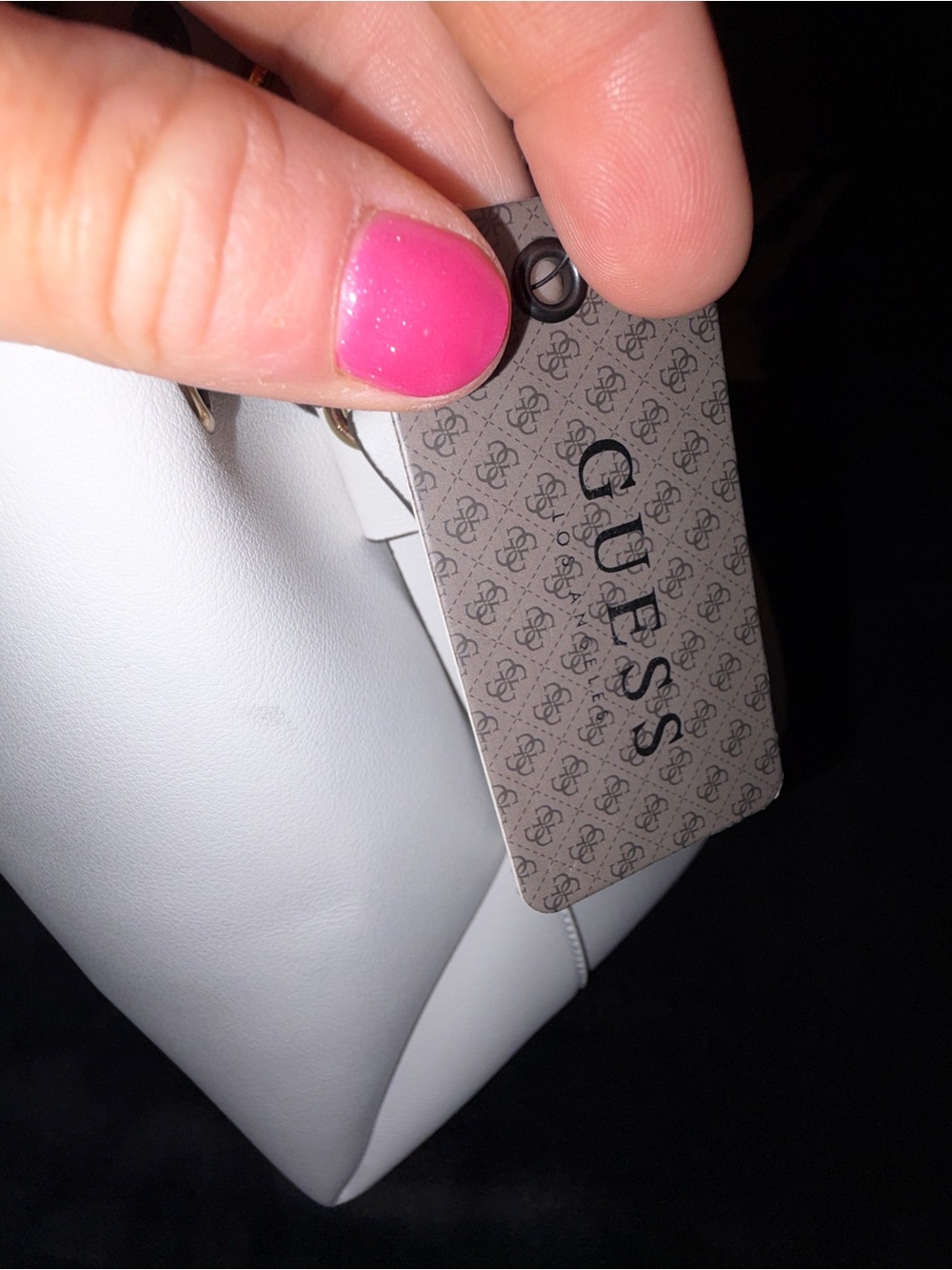 NWT GUESS Cream Tote with Gold Chain and Logo - Picture 7 of 12